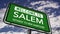 Salem, Getaway To New Hampshire, USA City Road Sign Close Up Realistic Animation