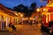 SALENTO, COLOMBIA, AUGUST 17, 2018: Street scene in Salento in the evening.