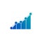 Sales Bar Chart vector icon, blue and green colors, business financial success concept. trend and sales. 100 years anniversary