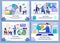 Sales Coaching and Online Training Flat Banner Set