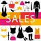 Sales event. Clothing poster. Colorful pop design.