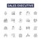 Sales executive line vector icons and signs. Executive, Account, Manager, Revenue, Solutions, Business, Development