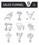 Sales Funnel - thin line icons set. Internet marketing strategy concept.