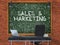 Sales and Marketing. Chalkboard with Doodle Icons. 3d.