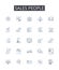 Sales people line icons collection. Sales reps, Marketing agents, Client managers, Business developers, Revenue