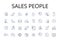 Sales people line icons collection. Sales reps, Marketing agents, Client managers, Business developers, Revenue