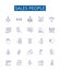 Sales people line icons signs set. Design collection of Salespeople, Sellers, Vendors, Brokers, Representatives