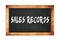 SALES  RECORDS text written on wooden frame school blackboard