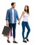 Sales, shop, retail, consumer - couple with shopping bags, going for purchases