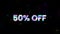 Sales sign 50 percent off in stereoscopic glitch effect. Motion graphics.