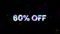 Sales sign 60 percent off in stereoscopic glitch effect. Motion graphics.