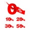 Sales tags with different percentage arrow down