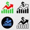 Sales Trend Charts Vector EPS Icon with Contour Version