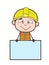 Salesman with Ad Banner - Cute Cartoon Male Engineer Illustration