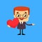 Salesman Boss Guy - Holding a Heart and Showing with Hand