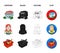 Salesman, woman, basket, plastic .Supermarket set collection icons in cartoon,black,outline,flat style vector symbol