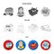 Salesman, woman, basket, plastic .Supermarket set collection icons in flat,outline,monochrome style vector symbol stock