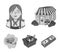 Salesman, woman, basket, plastic .Supermarket set collection icons in monochrome style vector symbol stock illustration