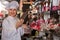 Saleswoman posing with chocolates