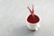 Salgam - popular Turkish drink, made from fermented purple carrots, turnips or beets. Selective focus, space for text