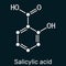 Salicylic acid molecule. It is a type of phenolic acid. Skeletal chemical formula