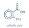 Salicylic acid molecule. Used in cosmetics, in dermatological medicines, etc. Skeletal formula.