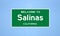 Salinas, California city limit sign. Town sign from the USA.