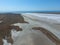 Saline Salt Lake in the Azov Sea coast. Former estuary. View from above. Dry lake. View of the salt lake with a bird\'s eye view