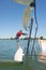 Salior trying to right catamaran after capsize