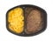 Salisbury steak meal with macaroni and cheese TV dinner
