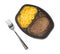 Salisbury steak meal with macaroni and cheese TV dinner