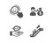 Sallary, Leaf and Smile icons. Escalator sign. Person earnings, Plant care, Positive feedback. Elevator. Vector