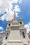 Sallustiano Obelisk and The church of the Santissima TrinitÃ  dei Monti against blue sky above Spanish Steps, Rome, Italy