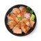 Salmon Aburi Don Served Carved vegetables Japanese Food