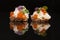 Salmon, cheese, and herbs canapes