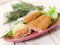 Salmon croquettes with salad