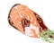 Salmon cutlet on artistic wooden cutting board