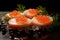 Salmon eggs food slice. Generate Ai