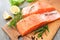 Salmon fish fillet with fresh herbs