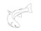 Salmon fish in one continuous line drawing. Fresh seafood in linear sketch style on white background. Vector