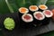 Salmon Hosomaki Sushi or Thin Maki Sushi Rolls Isolated