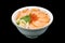 Salmon and ikura Chirashi sashimi of fresh raw Salmon and roe on rice of Japanese tradition food restaurant