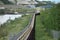 A salmon ladder near the dam at whitehorse.