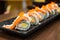 Salmon maki in japanese restaurant