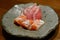 Salmon and otoro sashimi with wasabi Japanese gourmet cuisine