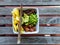 Salmon poke bowl with rice red quinoa edamame mango chopsticks