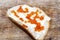 salmon red caviar on bread preparation of snacks