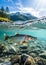 Salmon in the rivers of Alaska. Wilderness and wildlife. Generative Ai