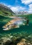 Salmon in the rivers of Alaska. Wilderness and wildlife. Generative Ai