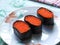 Salmon roe red caviar sushi roll